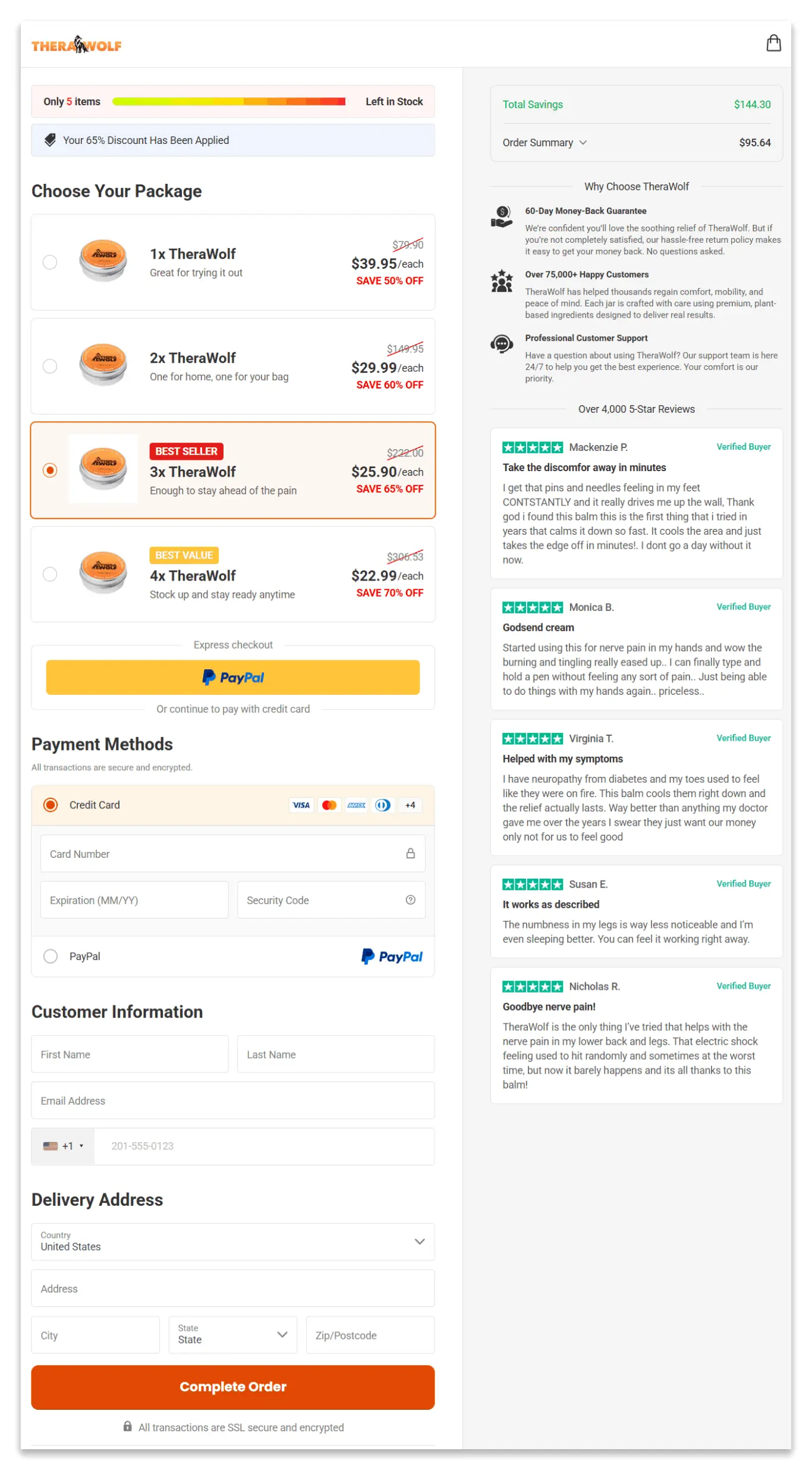 Therawolf Secure Checkout Page